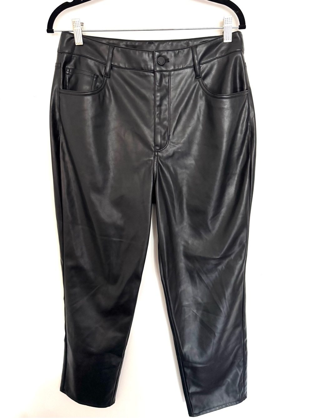 Nine West Black Faux Leather Straight Leg